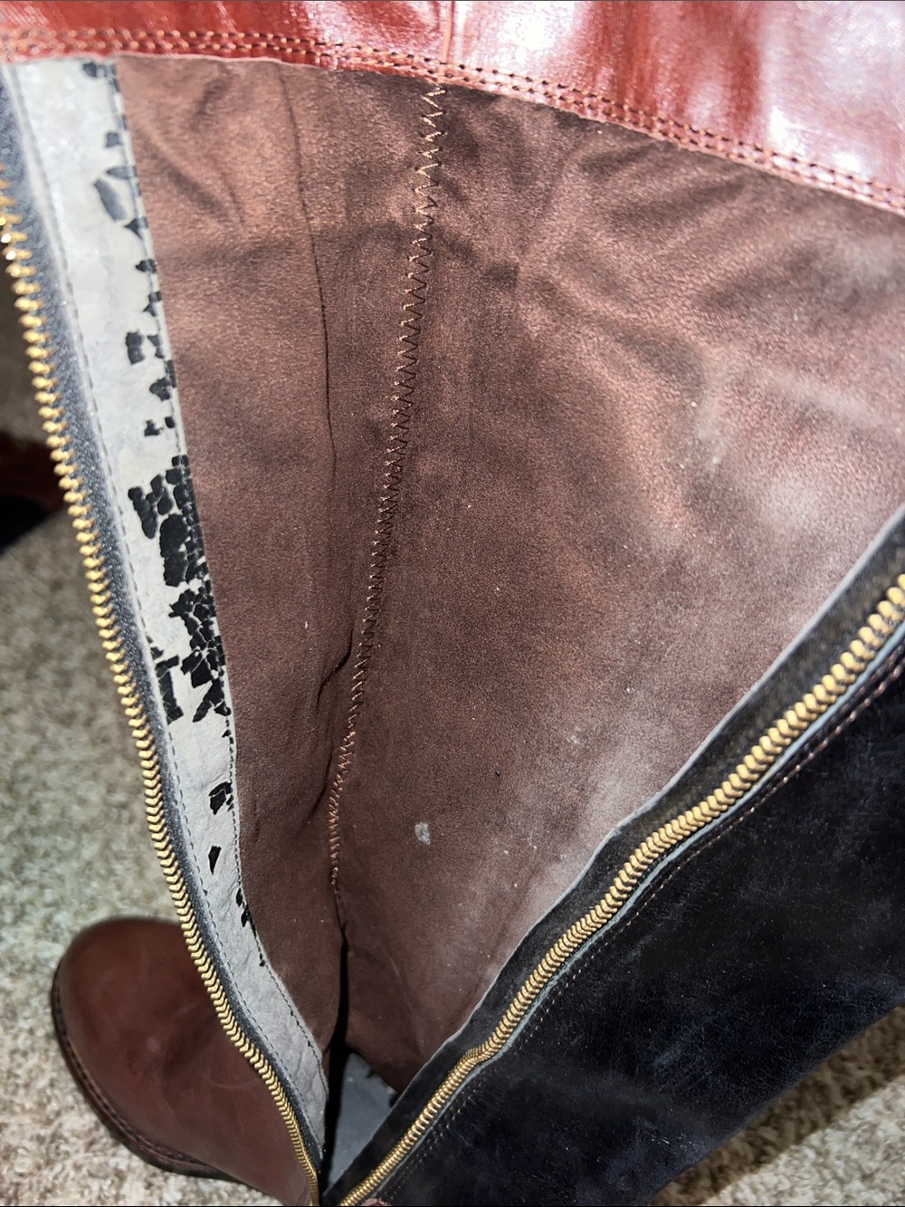 Vince Camuto Women's Two-Tone Brown and Black Leather Riding  Boots- Size 6 - Picture 5 of 13